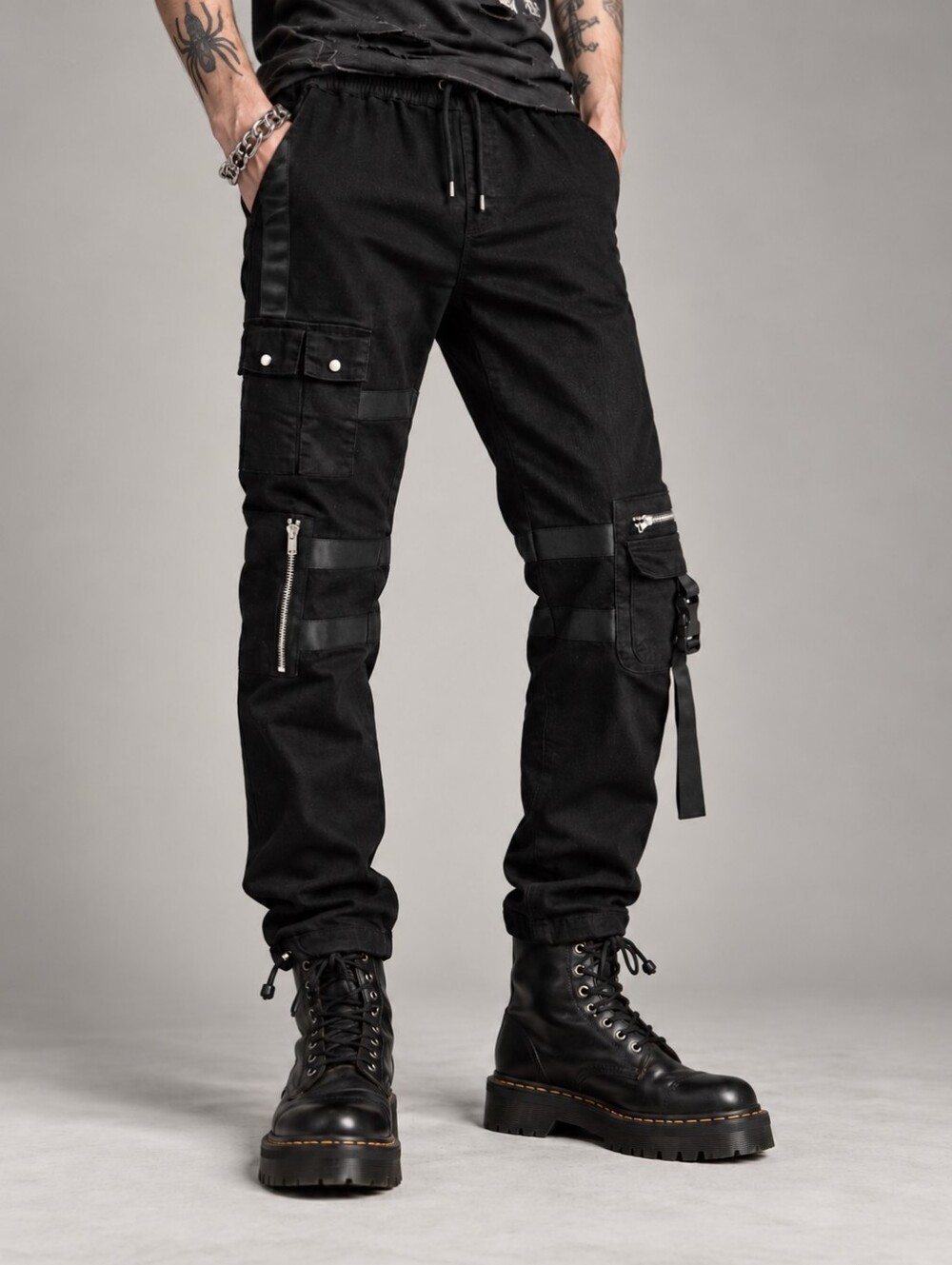 Hot Topic Zipper Jogger Size M Black Alternative Punk Grunge
